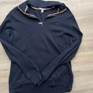 Mens Burberry 1/4 Zip Navy